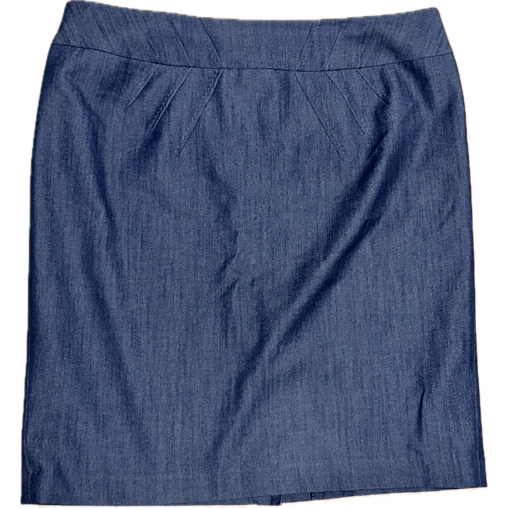 Calvin Klein Womens Blue Chambray Textured Pencil Skirt Knee Length Career